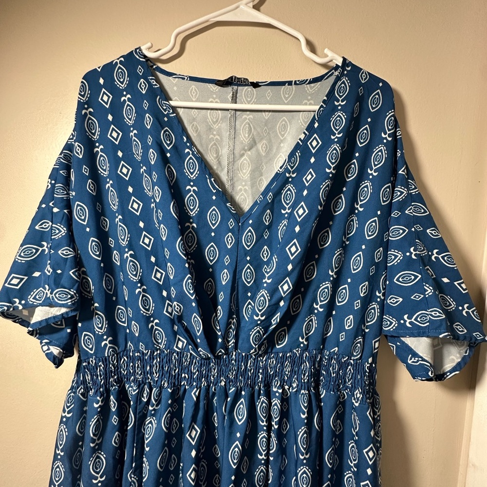 Blue Patterned Maxi Dress - Picture 2 of 5